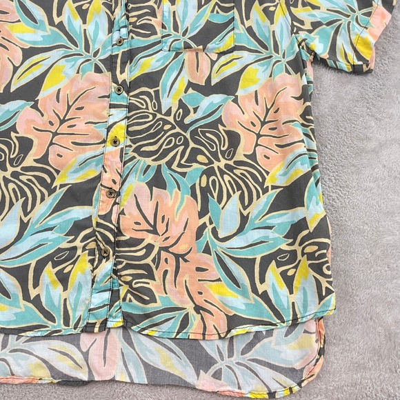 Jen's Pirate Booty Aloha Kula Button Up Shirt Women M/L Multicolor Floral Resort - Picture 5 of 14